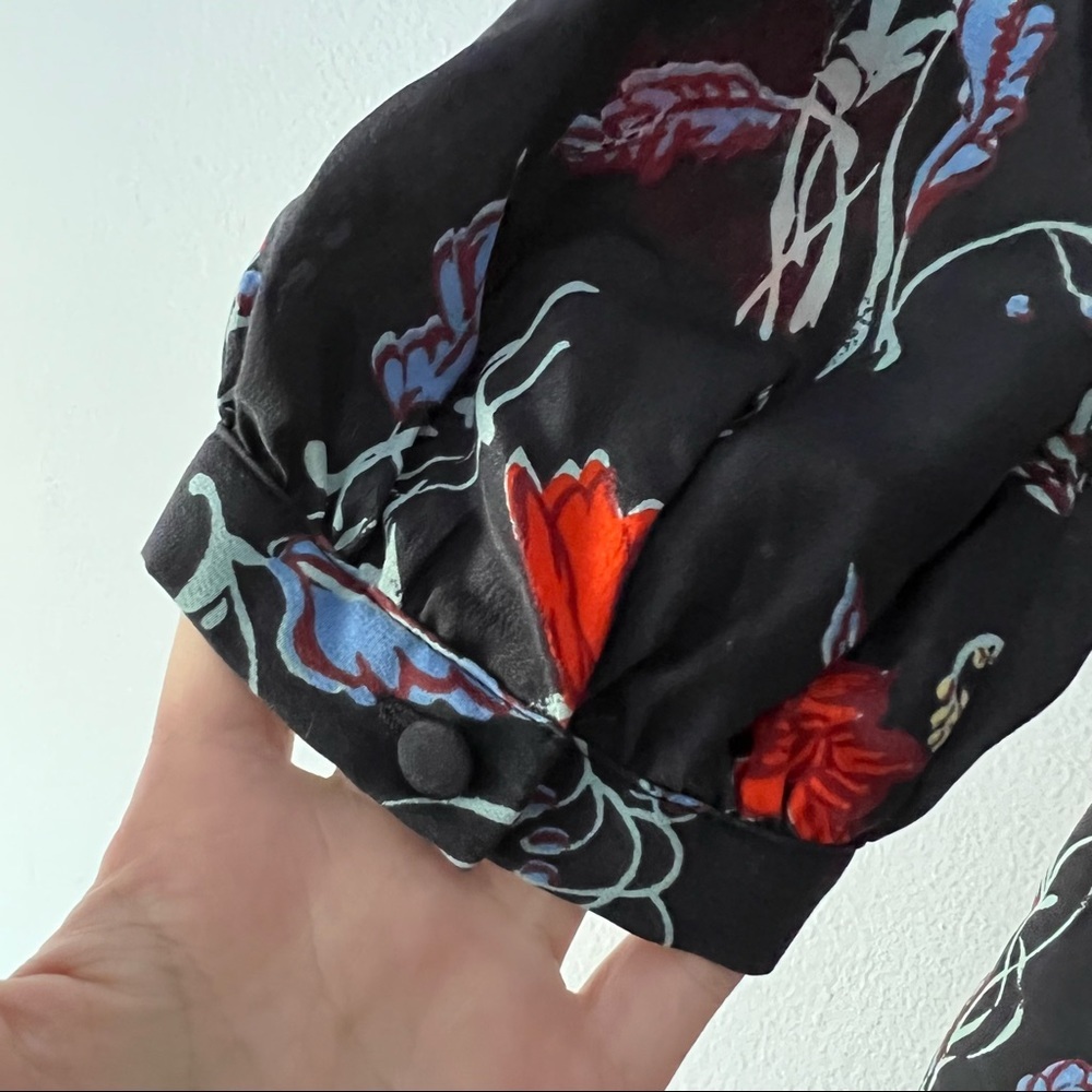Madewell Windblown Poppies Ruffle Waist Silk Dress 2 - Picture 13 of 14